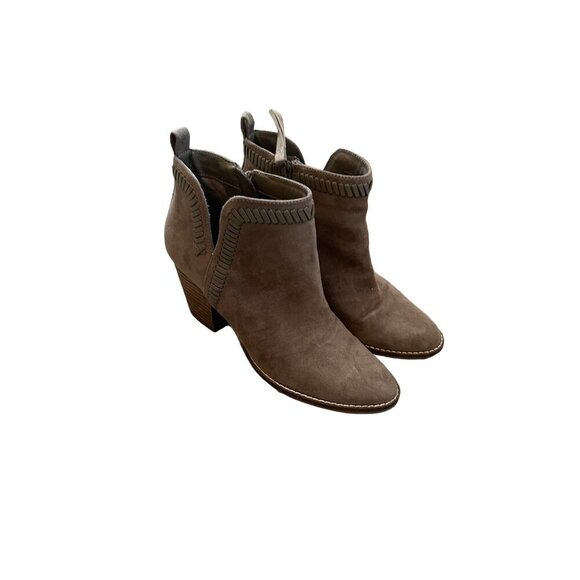 Dolce Vita Womens Suede Ankle Boots With Stacked Heel & Zipper Size 7 Taupe - Picture 2 of 11
